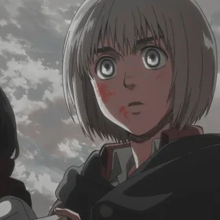 ❤️ 9549251a Armin Arlert Attack on Titan 애니메이션, 만화, 진격의 거인, 아르민 아를레르트, 캐릭터, 무서워하는, 걱정하는 telegram sticker