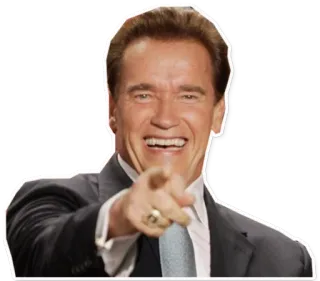 👉 5a837325 Arnold Schwarzenegger 俳優, 政治家, 指差し, 知事, 笑顔 telegram sticker