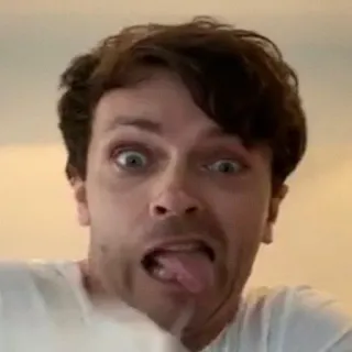 😜 10a0253f 滑稽的脸, 傻, 愚蠢, 男人, 舌头, 表情 telegram sticker