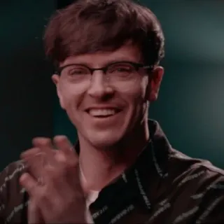 😄 c3f21ba6 人, 男性, メガネ, 笑顔, 拍手, 幸せ telegram sticker