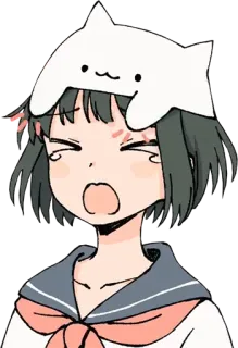 🐱 09143b92 Anime, En colère, Fille, Mignon, Chapeau Chat, Uniforme Marin, Agacée telegram sticker