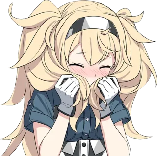 😳 2a9080c8 fille anime, mignon, kawaii, cheveux blonds, gants telegram sticker