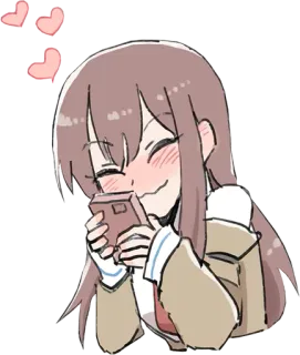 😍 3313dd70 Anime, Dessin animé, Mignon, Fille, Coeurs, Souriant, Téléphone, Rougir telegram sticker