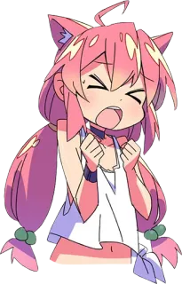 😫 4ac20cc1 fille anime, oreilles de chat, mignon, cheveux roses, dessin animé, autocollant telegram sticker