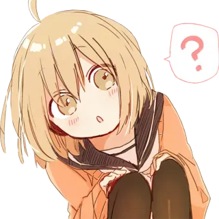 ❓ 69f6e6b6 Anime, Dessin animé, Mignon, Fille, Point d'interrogation, Confus telegram sticker