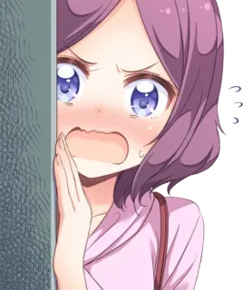 👀 fe8f6583 Anime, Fille, Dessin animé, Émotionnel, Expression, Cheveux violets, Choqué telegram sticker