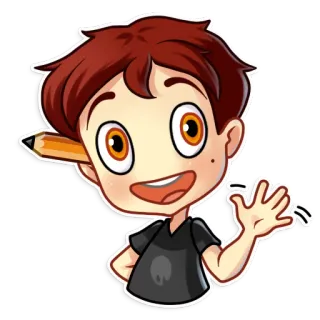 👋 5c814d45 kreskówka, chłopiec, ołówek, machanie, postać, ilustracja telegram sticker