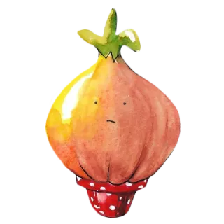 😕 95effb08 zwiebel, gemüse, essen, niedlich, kawaii, aquarell telegram sticker