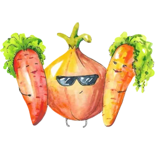 😎 a335398f Zwiebel, Karotte, Gemüse, Sonnenbrille, Essen telegram sticker