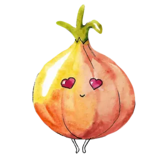 😍 d24629f5 zwiebel, essen, gemüse, süß, kawaii, herzaugen telegram sticker