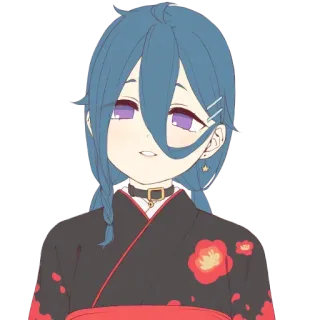 😁 114eeafd Anime, Garota, Kimono, Retrato, Bonito, Desenho animado telegram sticker