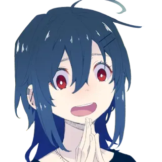 🙂 50db1d1e Anime, Mangá, Personagem, Sorriso, Garota, cabelo azul telegram sticker