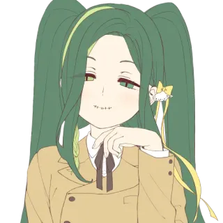 😊 b529bf81 garota anime, cabelo verde, rabos de cavalo, fofa, desenho animado, kawaii, personagem feminina telegram sticker