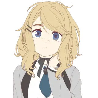 😕 c23f7d98 Anime, Garota, Uniforme escolar, Fofa, Cabelo loiro, Olhos azuis telegram sticker