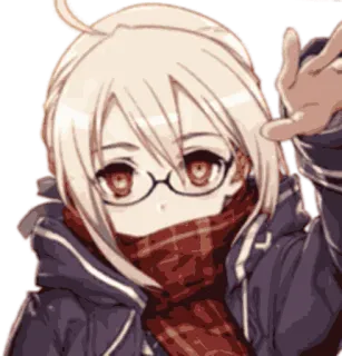 👑 678067be アニメ, キャラクター, 眼鏡, マフラー, 女の子 telegram sticker