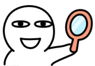 😀 45f37427 character, mirror, reflection, simple, cartoon telegram sticker