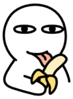 😀 68209f81 cartoon, banana, eating, stick figure, tongue, funny, art telegram sticker