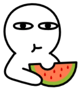 😀 a1b1acb3 cartoon, eating, watermelon, stick figure, food, fruit telegram sticker