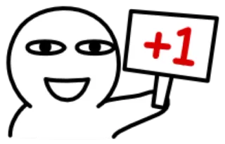 😀 cf49422a +1 plus one, agreement, support, approval, sign, positive telegram sticker