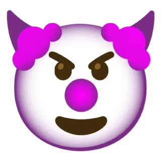 😈 39520e98 小丑, 表情符号, 脸, 粉色, 紫色 whatsapp sticker