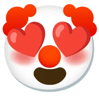 😍 c774c01b 小丑, 爱心眼, 表情符号, 爱, 可爱, 脸, 表情, 卡通 whatsapp sticker