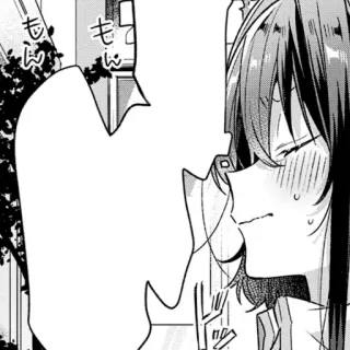 🎤 75821219 もん Anime, Manga, Japoński, Ilustracja, Dziewczyna, Dymek telegram sticker