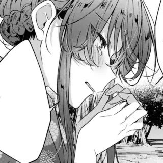 🎤 d8a7da11 Anime, Manga, Dziewczyna, Monochromatyczny telegram sticker