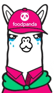 🚗 de744a29 foodpanda ラマ, フードパンダ, 泣く, 配達, マスコット, 動物 telegram sticker