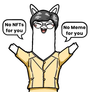 🚫 e588dee8 No NFTs for you
No Meme for you NFT, ミーム, アルパカ, 漫画 telegram sticker