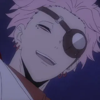 🧬 21a6f33e 动漫, 漫画, 角色, 眼罩, 微笑, 粉色头发, 男性 telegram sticker