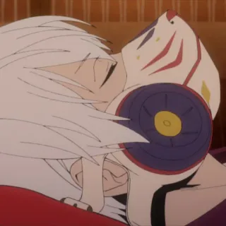 🤍 654a0162 动漫, 面具, 白发, 侧脸, 日本动画 telegram sticker