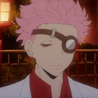 🧬 ab5ea2cd 动漫, 粉色头发, 眼罩, 男性, 角色, 插画 telegram sticker