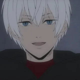 🤍 d857c051 动漫, 角色, 白发, 动漫 男孩, 微笑, 可爱 telegram sticker