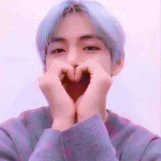 ❤️ 018e7a2b V K-pop, BTS, Ídolo, Corazón, Lindo, Pelo morado telegram sticker