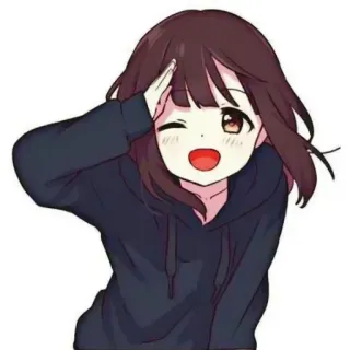 👍 0e23a9d7 动漫, 女孩, 卡通, 可爱, 眨眼, 帽衫 telegram sticker