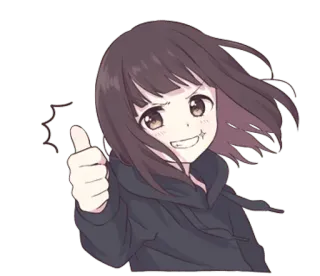 👍 134ce958 动漫, 女孩, 点赞, 卡通, 可爱, 积极, 角色, 漫画 telegram sticker