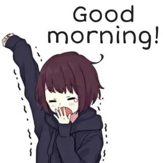 🌄 4984b42c Good morning! 早上好, 动漫, 女孩, 起床, 卡通 telegram sticker