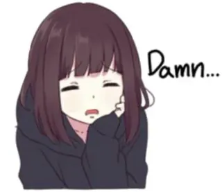 😔 4d95173e Damn... 动漫, 女孩, 该死, 表情, 卡通 telegram sticker
