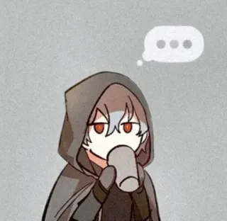 ☕ 814a767c 动漫, 卡通, 带帽, 喝, 思考, 角色, 可爱 telegram sticker