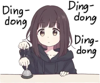 🛎️ aaf2fcfe Ding-dong 动漫女孩, 铃铛, 响铃, 叮咚, 可爱, 卡通 telegram sticker