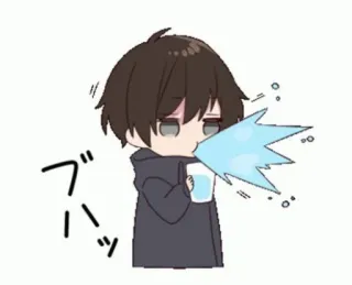 😶 bd2cfbac ブハッ 动漫, 卡通, 夸张, 水, 饮料, 可爱 telegram sticker