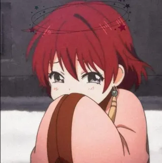 😂 f7933232 动漫, 红发, 悲伤, 卡通, 女孩, 星星 telegram sticker