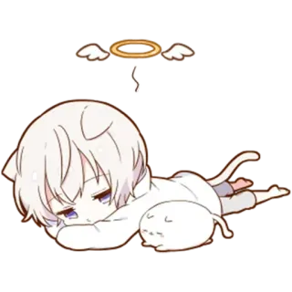 💫 04c4c0eb Аниме, Манга, Чиби, Ангел, Сонный, Милый telegram sticker