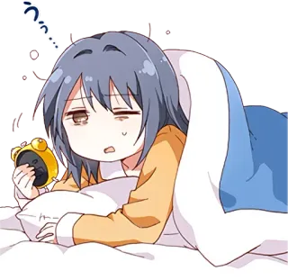🌄 09ac7bf2 うっ аниме, сонный, утро, будильник, мультфильм, уставший, кровать telegram sticker