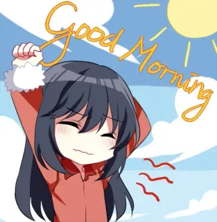 🌄 0c1a7fa0 Good Morning Доброе утро, солнце, девушка, привет, милый, аниме telegram sticker