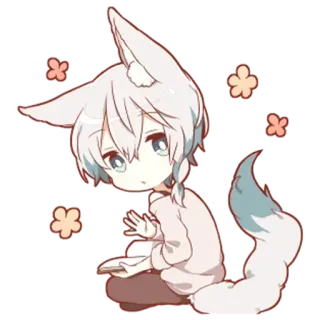 👋 3ba86fca Аниме, Манга, Каваий, Милый, Лиса, Кэмономими telegram sticker