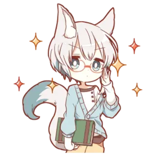 👓 3c190f77 Аниме, Милый, Фурри, Антропоморфный, Очки, Лиса, Каваий, Персонаж telegram sticker