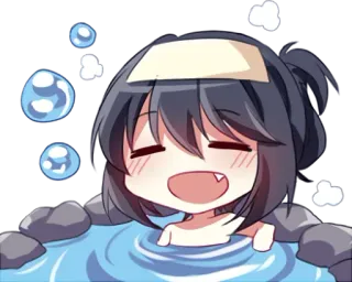 🚿 45b94cfe Аниме, Девушка, Ванна, Милая, Вода, Пузыри, Онсэн telegram sticker