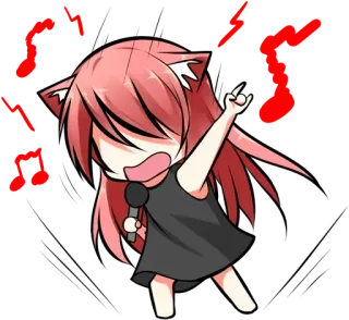 🎤 669a2ea2 Аниме, Кошачьи ушки, Пение, Ноты, Чиби, Микрофон, Милый telegram sticker