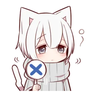 ❌ 7877645c кот, аниме, стикер, каваий, отмена, нет, милый, неодобрение telegram sticker